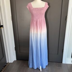 NWT Raviya Off-The-Shoulder Cover Up Ombré Dress Sz M 100% Rayon